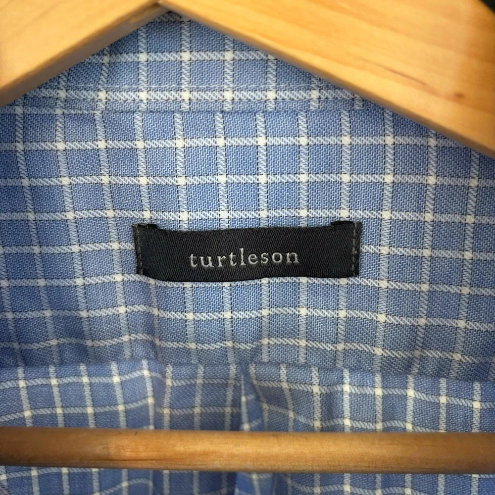 Turtleson Blue Plaid Cotton Button Down Long Sleeve Shirt Mens XL GlenOaks CC - Picture 6 of 9